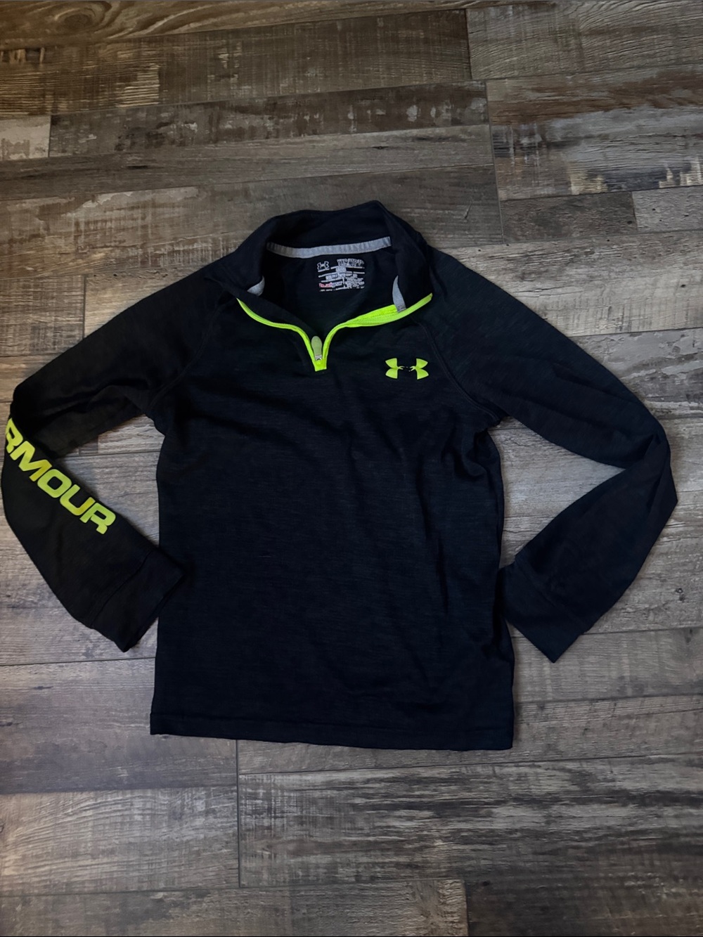 Under Armour Black Quarter-Zip Hoodie with Neon Green Accents